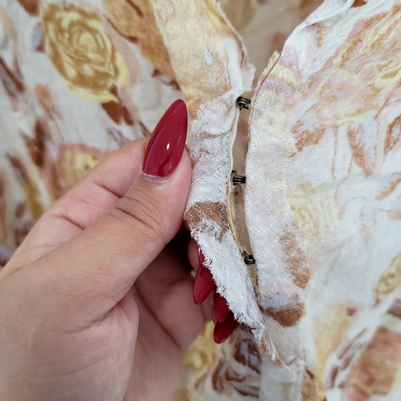 Free People Floral Bodysuit Large  Romantic Bell Sleeve | Western Gothic Nwot - Picture 9 of 17